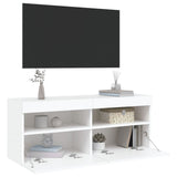 TV Wall Cabinet with LED Lights White 100x30x40 cm - Close-Up Angle