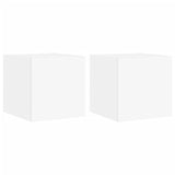 TV Wall Cabinets with LED Lights 2 pcs White 30.5x35x30 cm - Front View