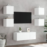 TV Wall Cabinets with LED Lights 2 pcs White 30.5x35x30 cm - 45-Degree Angle