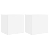 TV Wall Cabinets with LED Lights 2 pcs White 40.5x35x40 cm - Front View