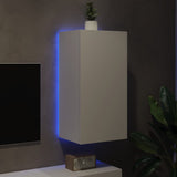 TV Wall Cabinet with LED Lights White 40.5x35x80 cm