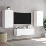 TV Wall Cabinet with LED Lights White 40.5x35x80 cm - 45-Degree Angle