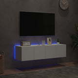 TV Wall Cabinets with LED Lights 2 pcs White 60x35x31 cm - Side View