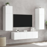 TV Wall Cabinets with LED Lights 2 pcs White 60x35x31 cm - 45-Degree Angle