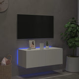 TV Wall Cabinet with LED Lights White 80x35x31 cm - Side View