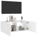 TV Wall Cabinet with LED Lights White 80x35x31 cm - Rear View