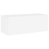 TV Wall Cabinet with LED Lights White 80x35x31 cm - Close-Up Angle