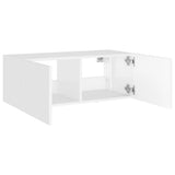 TV Wall Cabinet with LED Lights White 80x35x31 cm - Low Angle