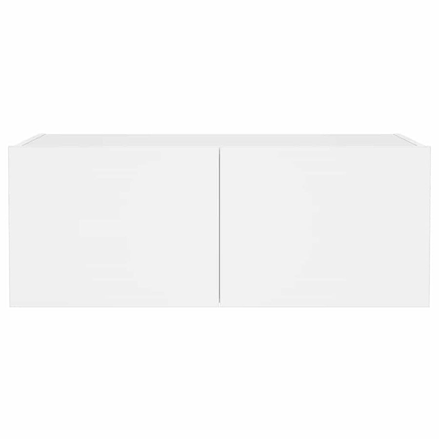 TV Wall Cabinet with LED Lights White 80x35x31 cm