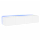 TV Wall Cabinets with LED Lights 2 pcs White 80x35x31 cm - Front View