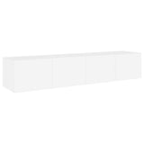 TV Wall Cabinets with LED Lights 2 pcs White 80x35x31 cm - Close-Up Angle