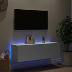 TV Wall Cabinet with LED Lights White 100x35x31 cm
