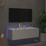 TV Wall Cabinet with LED Lights White 100x35x31 cm - 45-Degree Angle