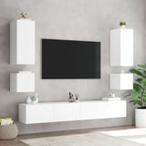 TV Wall Cabinet with LED Lights White 100x35x31 cm - Close-Up Angle