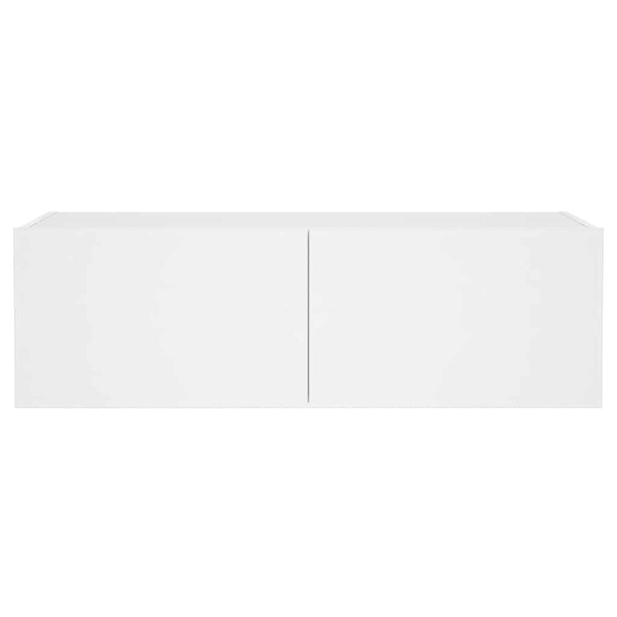 TV Wall Cabinet with LED Lights White 100x35x31 cm
