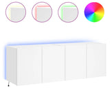 TV Wall Cabinets with LED Lights 2 pcs White 60x35x41 cm - Front View