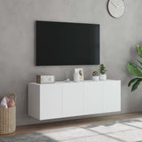 TV Wall Cabinets with LED Lights 2 pcs White 60x35x41 cm - 45-Degree Angle