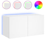 TV Wall Cabinet with LED Lights White 80x35x41 cm - Front View