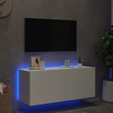 TV Wall Cabinet with LED Lights White 100x35x41 cm - Top-Down View