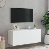 TV Wall Cabinet with LED Lights White 100x35x41 cm - 45-Degree Angle