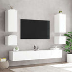 TV Wall Cabinet with LED Lights White 100x35x41 cm