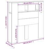 LED Headboard Black 100 cm Engineered Wood - Low Angle