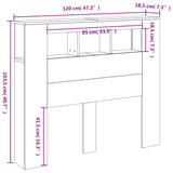LED Headboard White 120 cm Engineered Wood