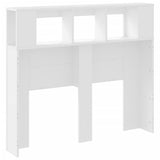 LED Headboard White 120 cm Engineered Wood - Rear View