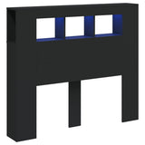 LED Headboard Black 120 cm Engineered Wood - Front View