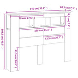 LED Headboard Black 140 cm Engineered Wood - Low Angle