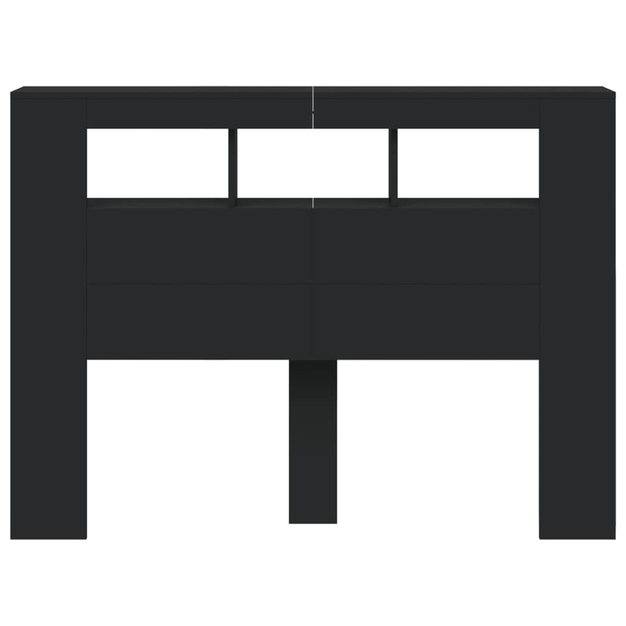 LED Headboard Black 140 cm Engineered Wood