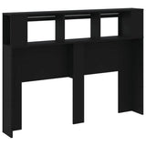 LED Headboard Black 140 cm Engineered Wood - Rear View
