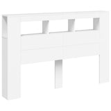 LED Headboard White 160 cm Engineered Wood