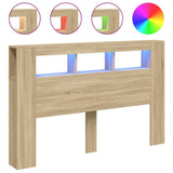 LED Headboard Sonoma Oak 160x18.5x103.5 cm Engineered Wood