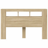 LED Headboard Sonoma Oak 160x18.5x103.5 cm Engineered Wood - 45-Degree Angle