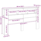 LED Headboard White 180 cm Engineered Wood - Low Angle