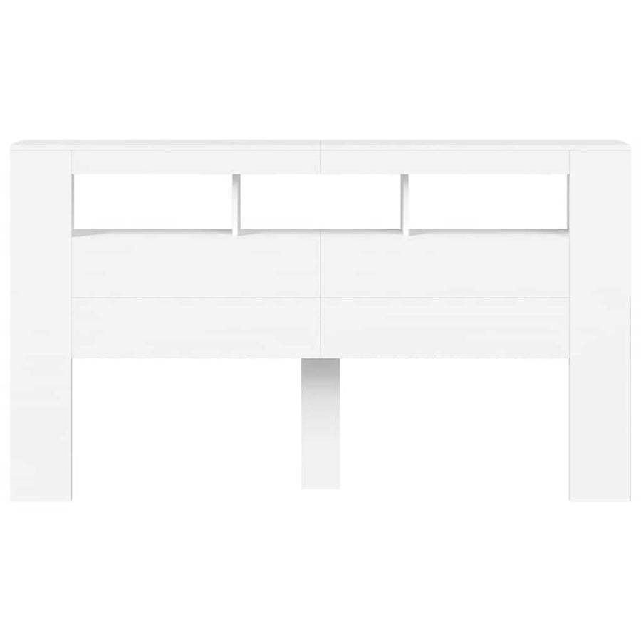 LED Headboard White 180 cm Engineered Wood