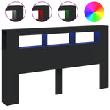 LED Headboard Black 180x18.5x103.5 cm Engineered Wood - Front View