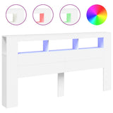 LED Headboard White 200 cm Engineered Wood