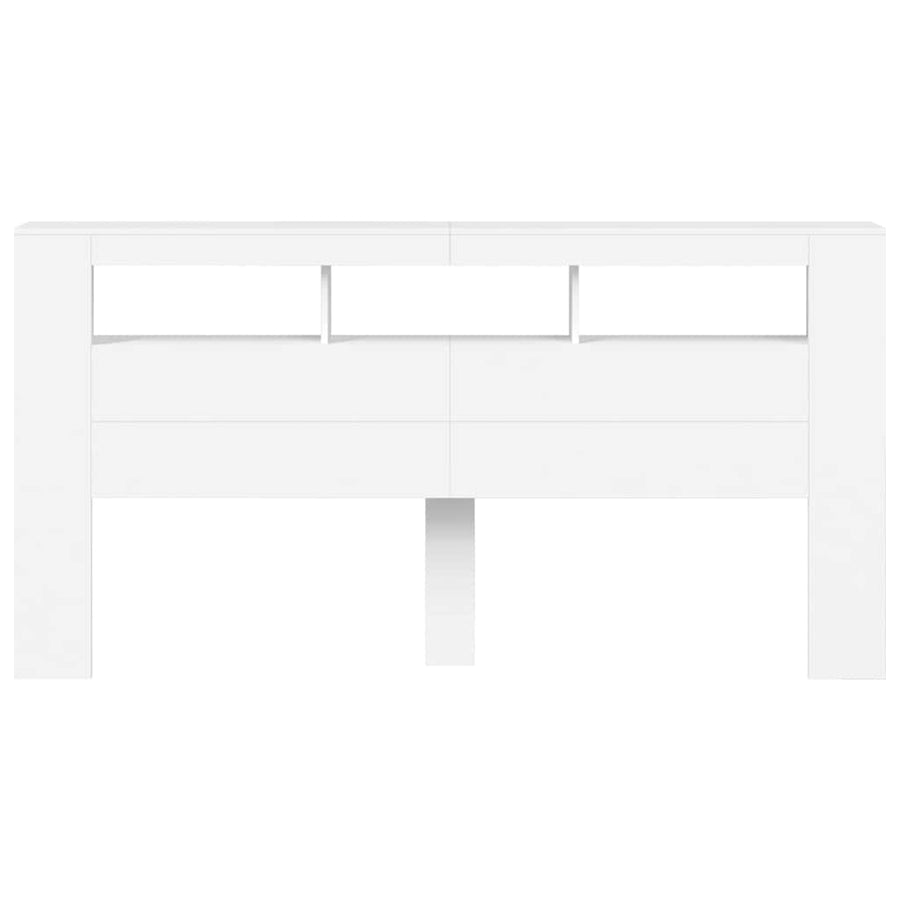 LED Headboard White 200 cm Engineered Wood