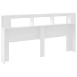 LED Headboard White 200 cm Engineered Wood - Rear View