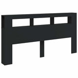 LED Headboard Black 200 cm Engineered Wood - Top-Down View