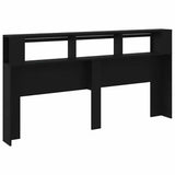LED Headboard Black 200 cm Engineered Wood - Rear View