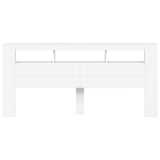 LED Headboard White 220 cm Engineered Wood - 45-Degree Angle