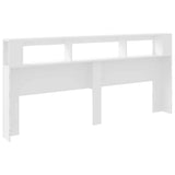 LED Headboard White 220 cm Engineered Wood - Rear View