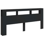 LED Headboard Black 220 cm Engineered Wood