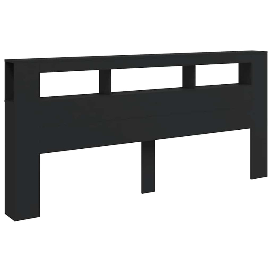 LED Headboard Black 220 cm Engineered Wood