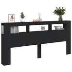 LED Headboard Black 220 cm Engineered Wood