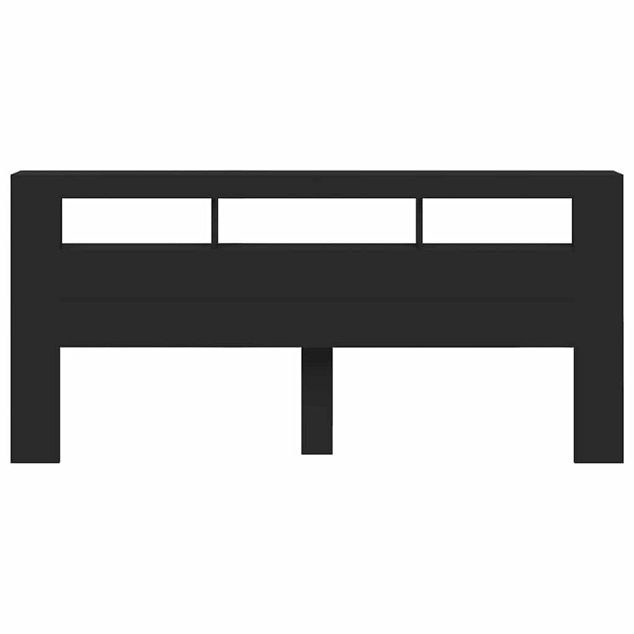 LED Headboard Black 220 cm Engineered Wood