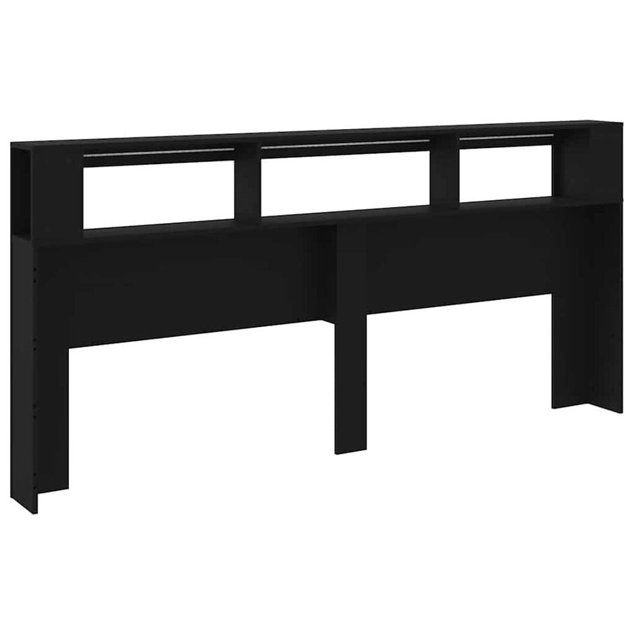 LED Headboard Black 220 cm Engineered Wood